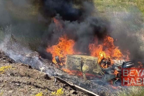 Takla atıp ters dönerek alev alan otomobildeki 5 kişi yaralandı