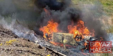 Takla atıp ters dönerek alev alan otomobildeki 5 kişi yaralandı