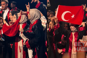 Hukuk fakültesi mezuniyetinde Türk bayrağı açan kızları yuhaladılar!