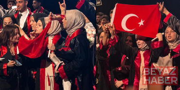 Hukuk fakültesi mezuniyetinde Türk bayrağı açan kızları yuhaladılar!