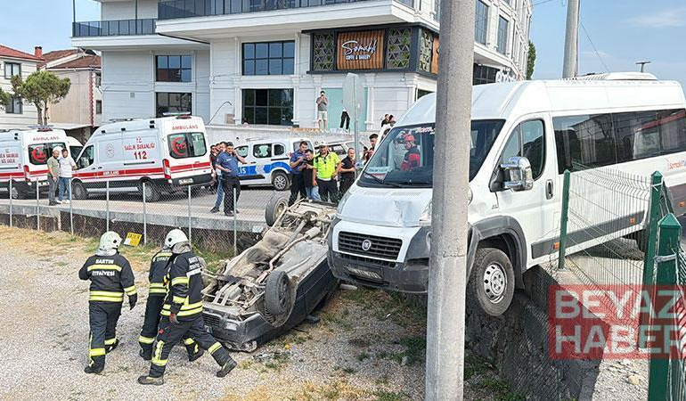 İşçi servisi ile iki otomobil çarpıştı: 3 yaralı