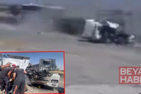 Şanlıurfa’da TIR’ın kamyona çarptığı ölümlü kaza kamerada