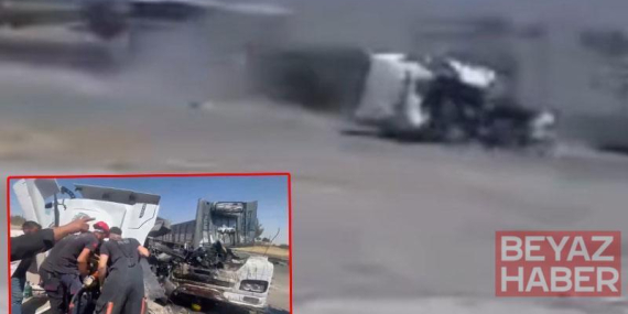 Şanlıurfa’da TIR’ın kamyona çarptığı ölümlü kaza kamerada