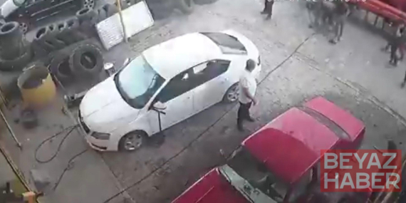 Hava basılırken itfaiye aracının lastiği patladı; 1 yaralı