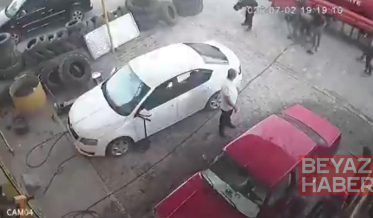Hava basılırken itfaiye aracının lastiği patladı; 1 yaralı