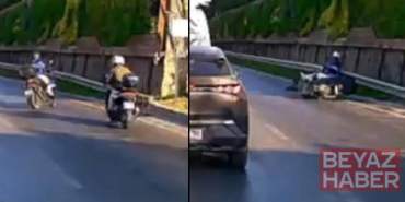 Maltepe’de 2 motosikletin çarpıştığı kaza kamerada
