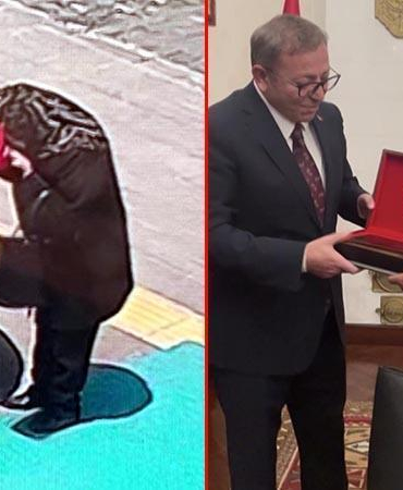Makam aracındaki bayrağı öptü, Vali Polat bayrak hediye etti