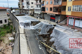 Rize’de çöken yolda önlem