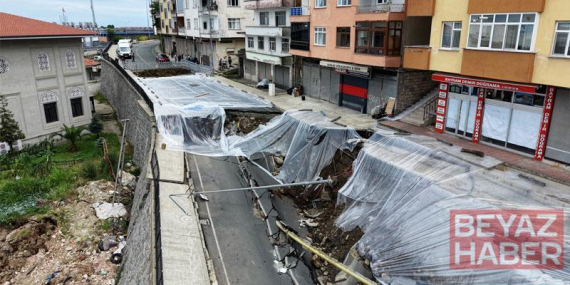 Rize’de çöken yolda önlem