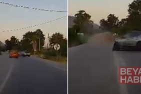 Datça’da iki otomobilin çarpışması kamerada