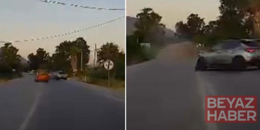 Datça’da iki otomobilin çarpışması kamerada