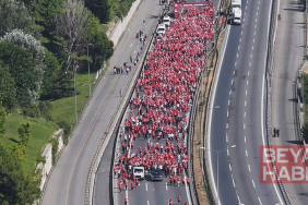 15 Temmuz Demokrasi ve Şehitleri Anma Yürüyüşü havadan görüntülendi