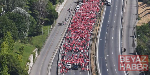 15 Temmuz Demokrasi ve Şehitleri Anma Yürüyüşü havadan görüntülendi