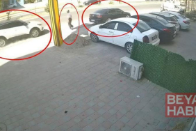 Cip, park halindeki otomobile çarptı, yaya son anda kurtuldu; kaza anı kamerada