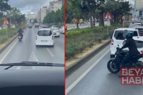 Motosiklet sürücüsü, vakaya giden itfaiye aracına yolu açtı