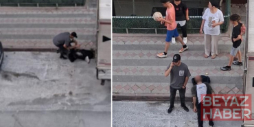 Arnavutköy'de şoke eden görüntüler: Kafasını defalarca kamyonet kasasına vurup kendisini bayılttı!