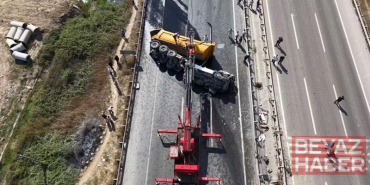 Çekmeköy’de hafriyat kamyonu takla attı; şoför ağır yaralandı