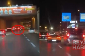 Makas atarak ilerleyen lüks otomobil, başka bir araca çarpıp kaçtı; o anlar kamerada