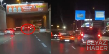 Makas atarak ilerleyen lüks otomobil, başka bir araca çarpıp kaçtı; o anlar kamerada