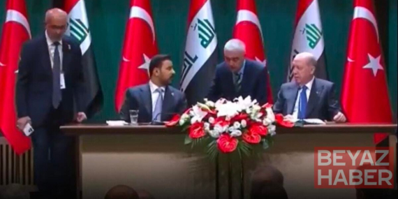 Erdoğan'ın Irak Başbakanı görüşmesinde canlı yayında imza krizi