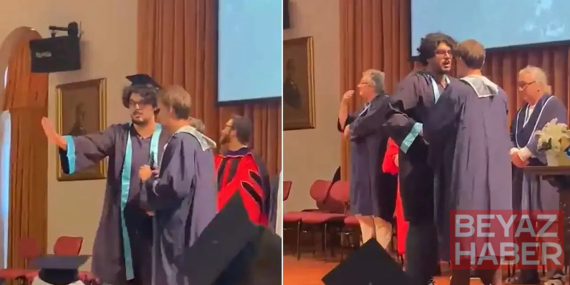 Boğaziçi mezuniyetinde dikkat çeken an: Öğrenci fotoğraf çektirmek istemeyince gerginlik çıktı