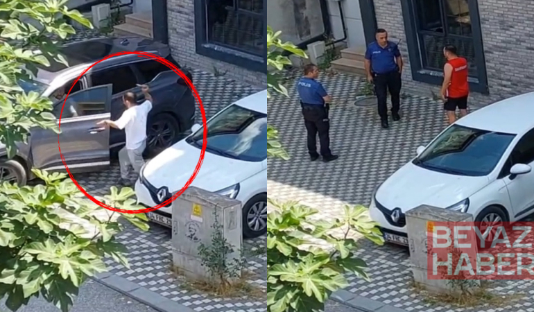 Evinin önüne park edilen araca sinirlendi, bıçakla saldırdı