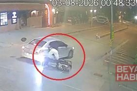Eskişehir’de motosiklet otomobile çarptı; kaza kamerada