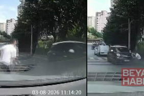Başakşehirde yokuştan kayan aracı fark edip otomobilinden inerek koştu; kaputundan tutarak durdurdu