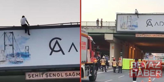 Şişli’de üst geçide çıktı müzakereci polis tarafından ikna edilerek aşağı indirildi
