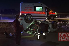 Eskişehir’de şarampole devrilip takla atan otomobildeki 2 kişi yaralandı