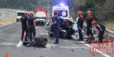 Karşı şeride geçen otomobil, başka bir otomobille çapıştı: 1 ölü, 2 ağır yaralı