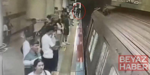 Şişli’de görme engelli Enes’in valiziyle metro raylarına düştüğü anlar kamerada