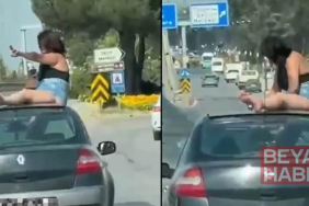 Trafiği tehlikeye düşürün otomobil sürücüsü ile yolcu gözaltına alındı
