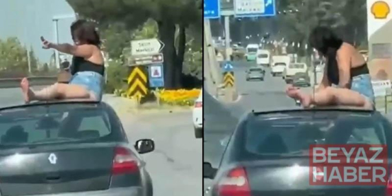 Trafiği tehlikeye düşürün otomobil sürücüsü ile yolcu gözaltına alındı