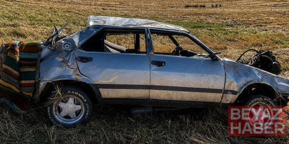 Otomobil yoldan çıkıp, 50 metre yükseklikten şarampole yuvarlandı; 1 yaralı
