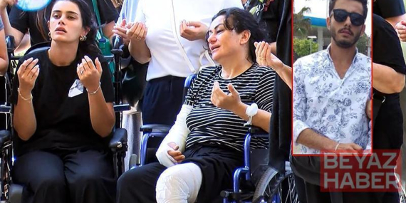 Silahlı kavgada öldürülen eşi ve oğlunun cenazesine yaralı halde tekerlekli sandalyeyle katıldı