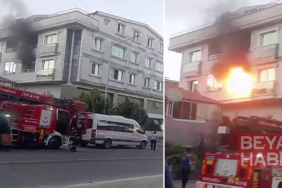 Yangın sırasında dairedeki patlama kamerada