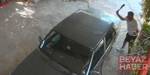 Eski sevgilisini ölümle tehdit edip, otomobiline satırla zarar verdi