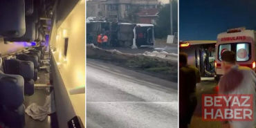 Büyükçekmece’de servis otobüsü devrildi: 18 yaralı