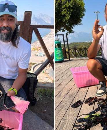 Denize düşürülen telefon ve gözlükleri bulup, sahiplerine ulaştırıyor