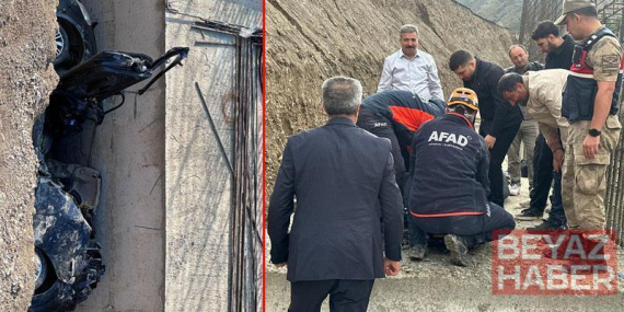 Yol genişletme çalışması yapılan alana uçan otomobildeki 3 kişi öldü