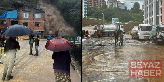 Giresun’da sağanak 2,2 milyon liralık hasara neden oldu; dere taşması kamerada
