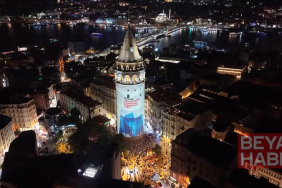 Dezenformasyonla mücadele mesajları Galata Kulesi’ne yansıtıldı