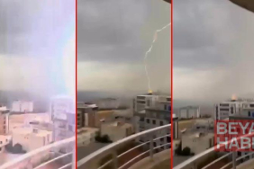 Şırnak’ta 8 katlı binaya yıldırım isabet etti; o anlar kamerada