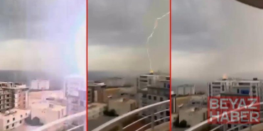 Şırnak’ta 8 katlı binaya yıldırım isabet etti; o anlar kamerada