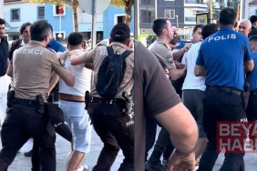 İnşaatta başlayan kavga polis merkezi önünde devam etti