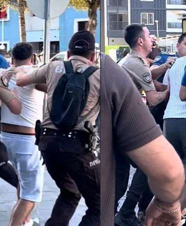 İnşaatta başlayan kavga polis merkezi önünde devam etti