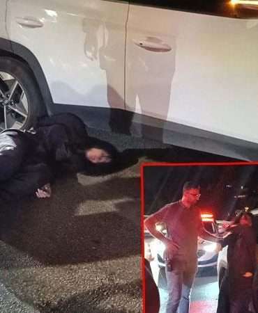 Otomobiliyle ters yöne giren sürücü polise direnip, gazetecilere tükürdü