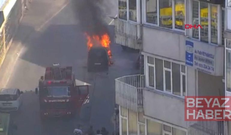 Mecidiyeköy’de araç yangını