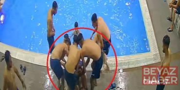 Arkadaşlarıyla havuzda eğlenen genç, boğulma tehlikesi geçirdi; o anlar kamerada